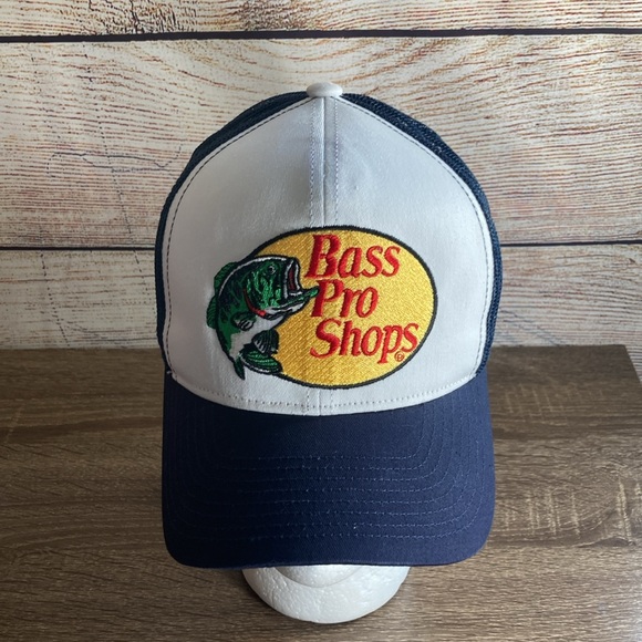 Bundle of 2 Pre owned Mens Bass Pro Shop Trucker Hats Black & Blue & White - Picture 5 of 8